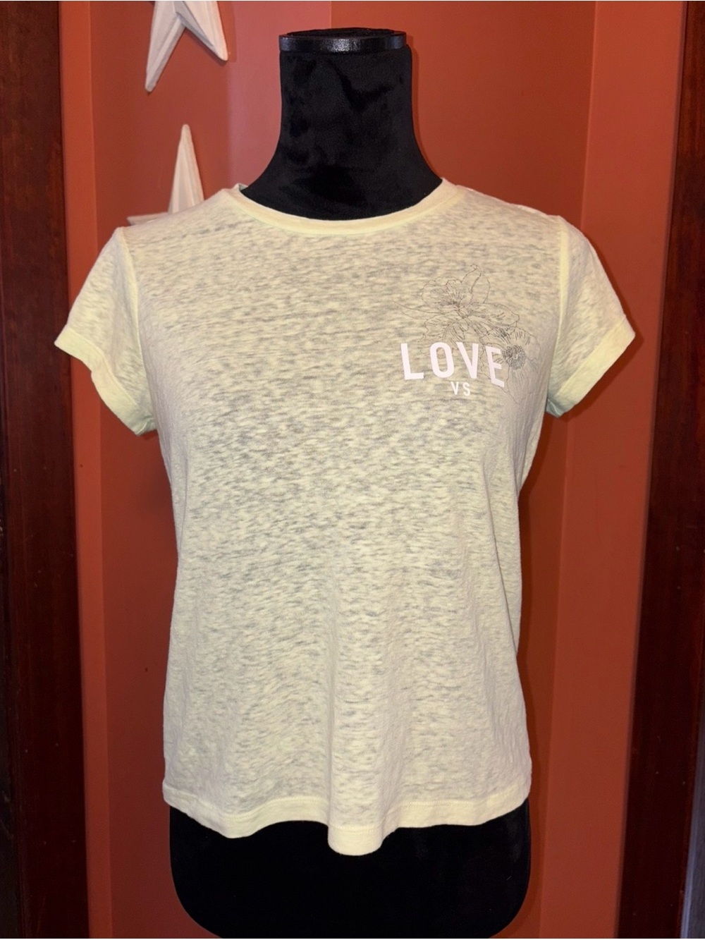 NWOT-PINK Victoria's Secret Pale Yellow 'LOVE' Short Sleeve Tee